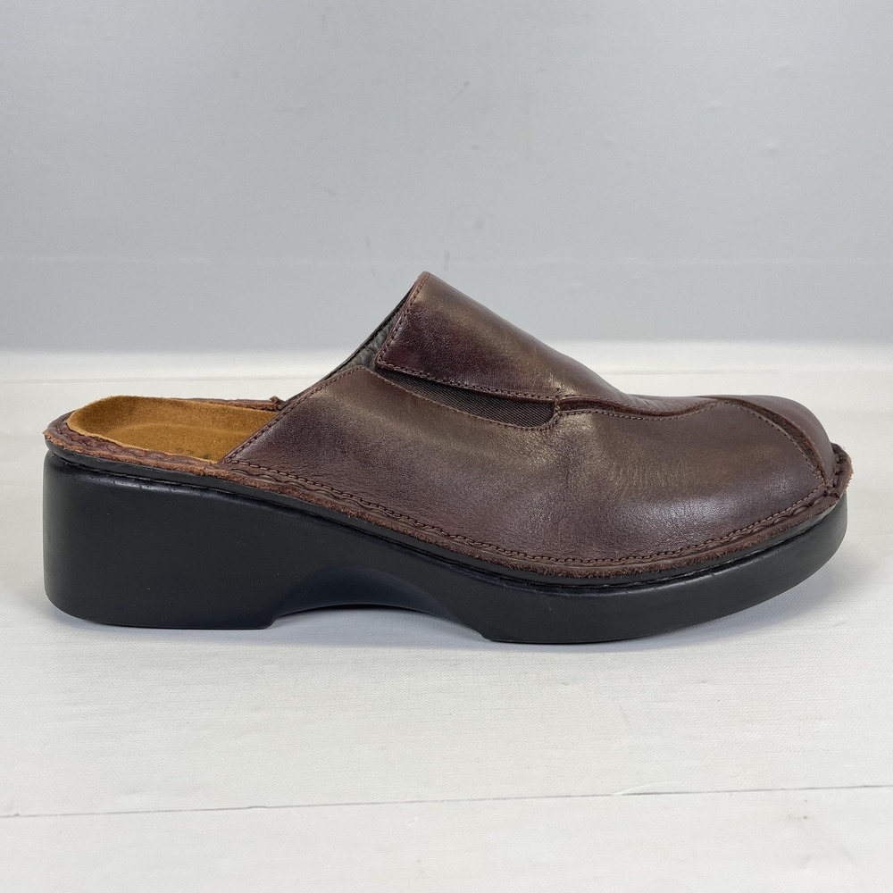 Naot Carole Clog Mule Shoes Womens Size 6 Brown Leather Slip On Wedge Comfort